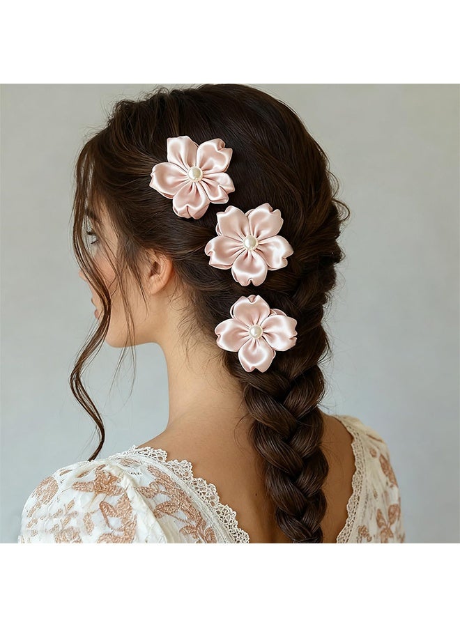 Hair Claw Clips Flower Alligator Hair Clips Pink Hairpin Pearl Hair Barrettes Hold Non Slip Sweet Mental Hairpin for Women and Girl Holiday Accessory Hair Decoration4Pcs - Image 5